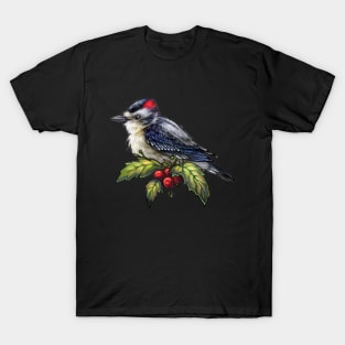 Holiday Bird Downy Woodpecker T-Shirt